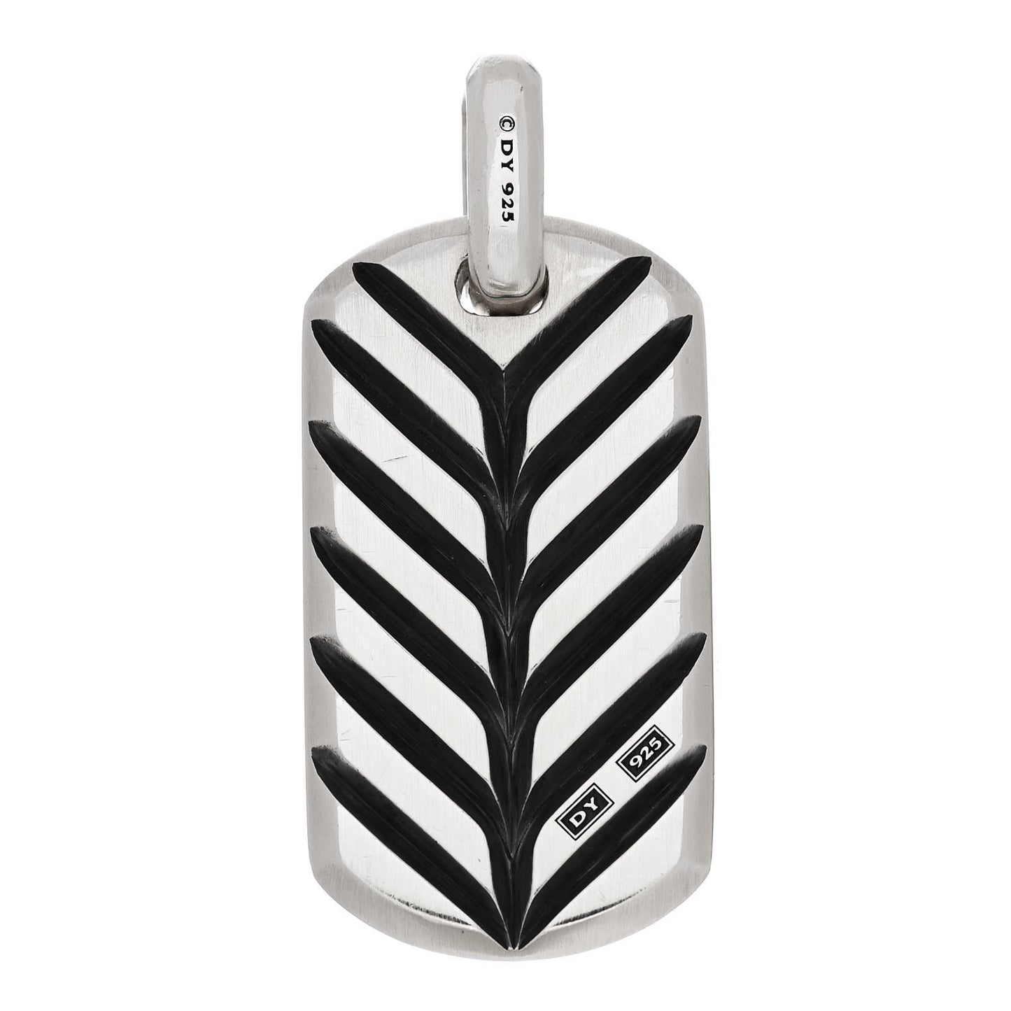 Sterling Silver Black Diamond Sapphire Chevron Dog Tag Pendant