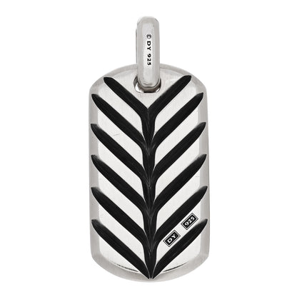 David Yurman Sterling Silver Black Diamond Sapphire Chevron Dog Tag Pendant 3 of 3