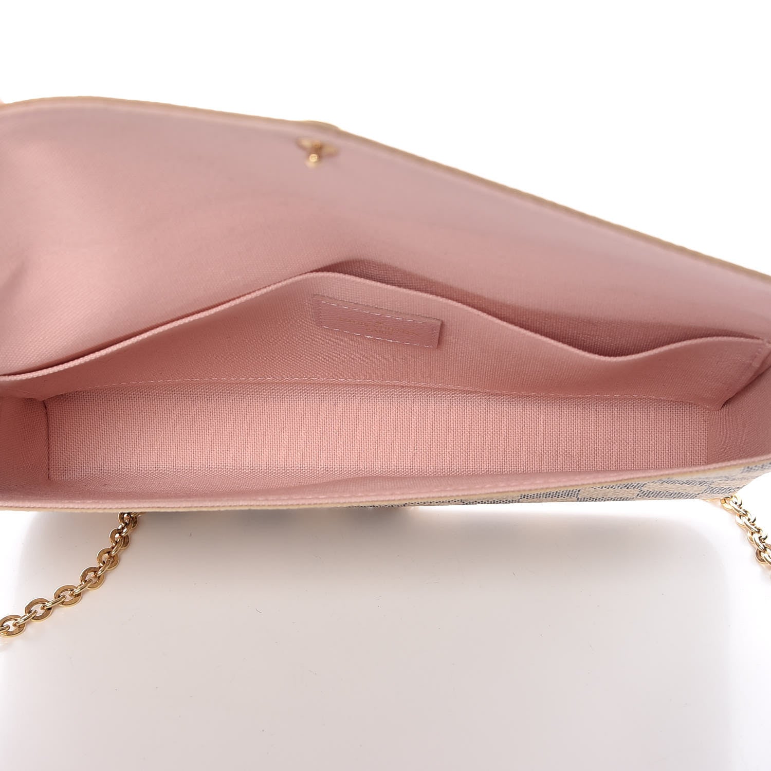 Louis Vuitton Damier Azur Pochette Felicie Chain Wallet Rose Ballerine 7 of 12