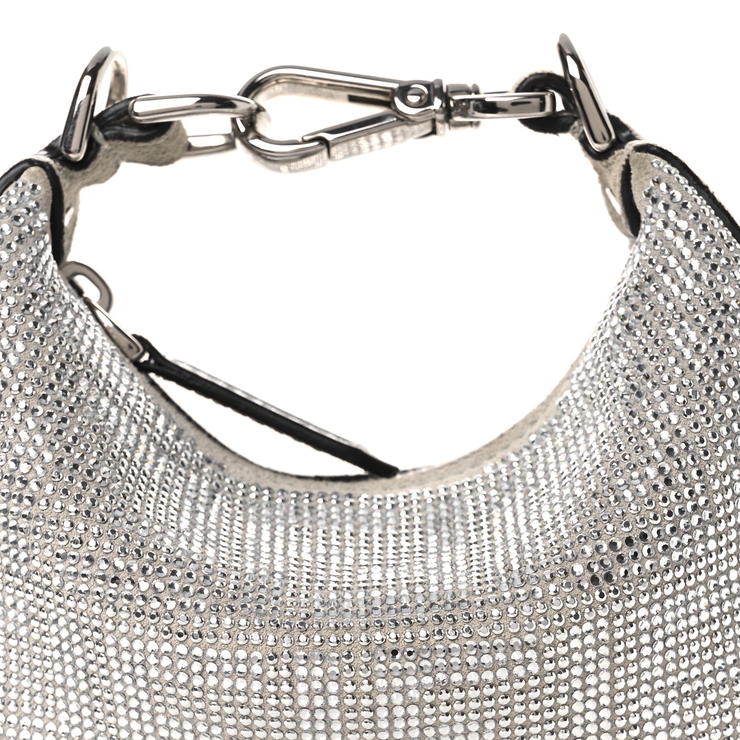 Fendi Crystal Vitello Laminato Suede FF Nano Fendigraphy Hobo