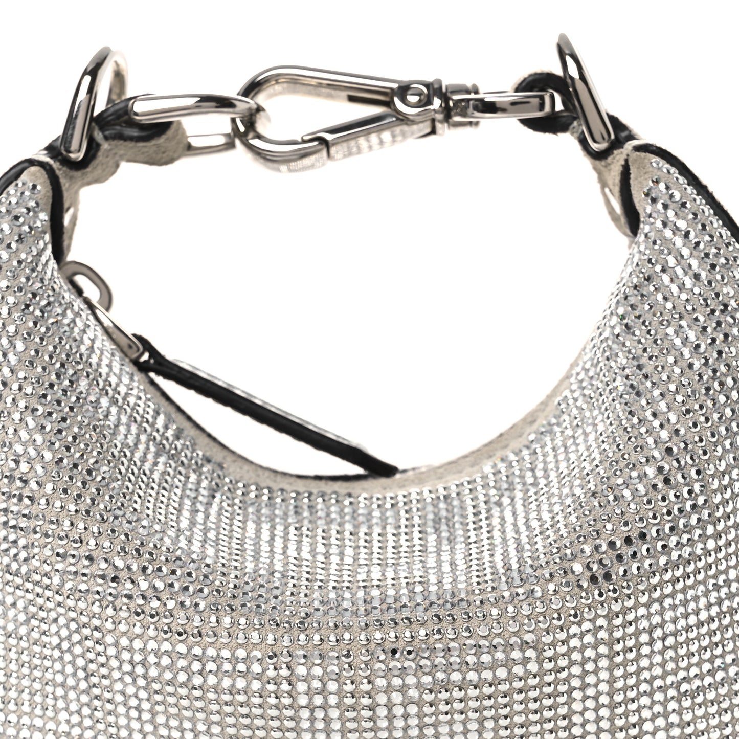 Crystal Vitello Laminato Suede FF Nano Fendigraphy Hobo Charm Grey
