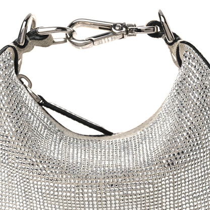 Fendi Crystal Vitello Laminato Suede FF Nano Fendigraphy Hobo Charm Grey 8 of 11