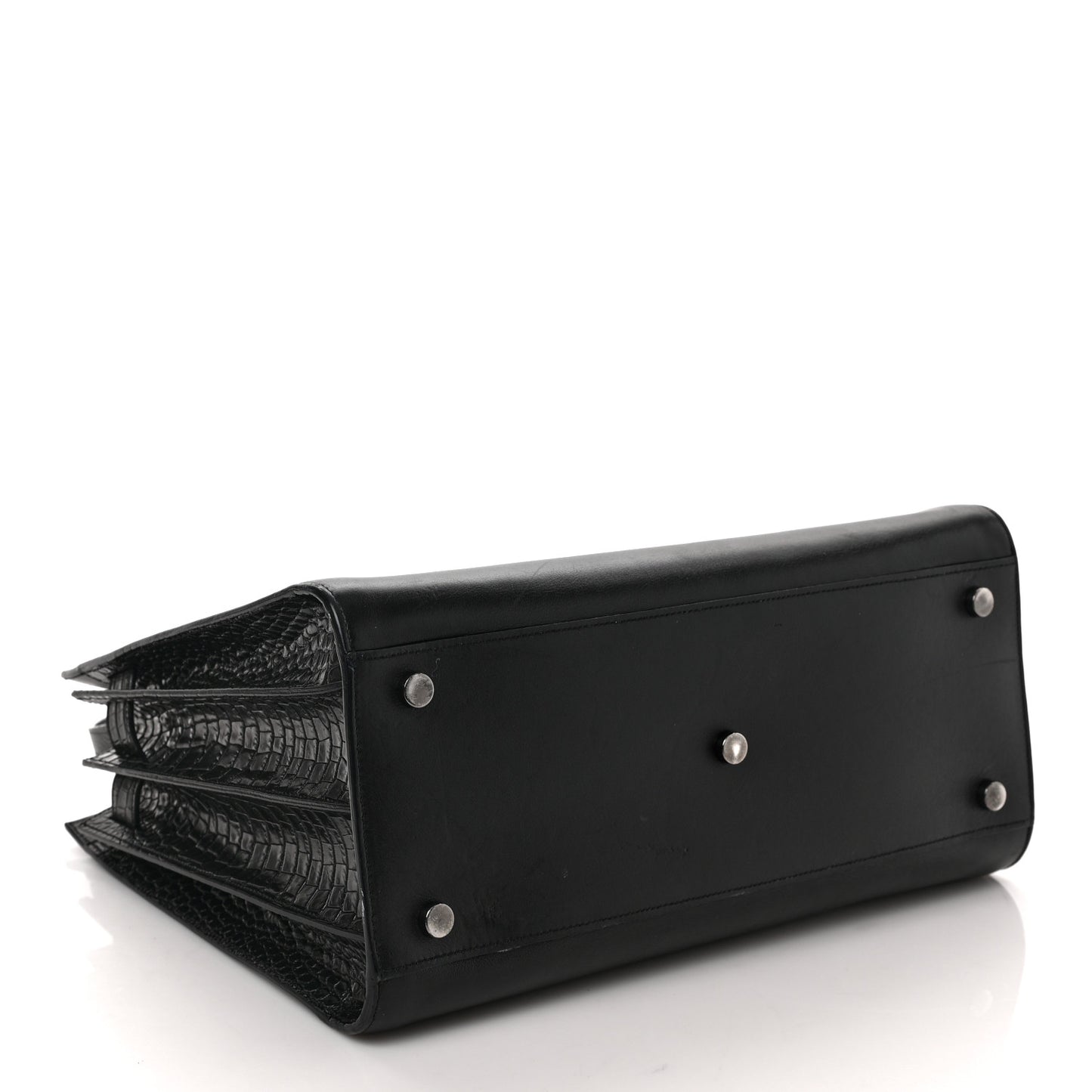 Calfskin Crocodile Embossed Small Sac de Jour Black