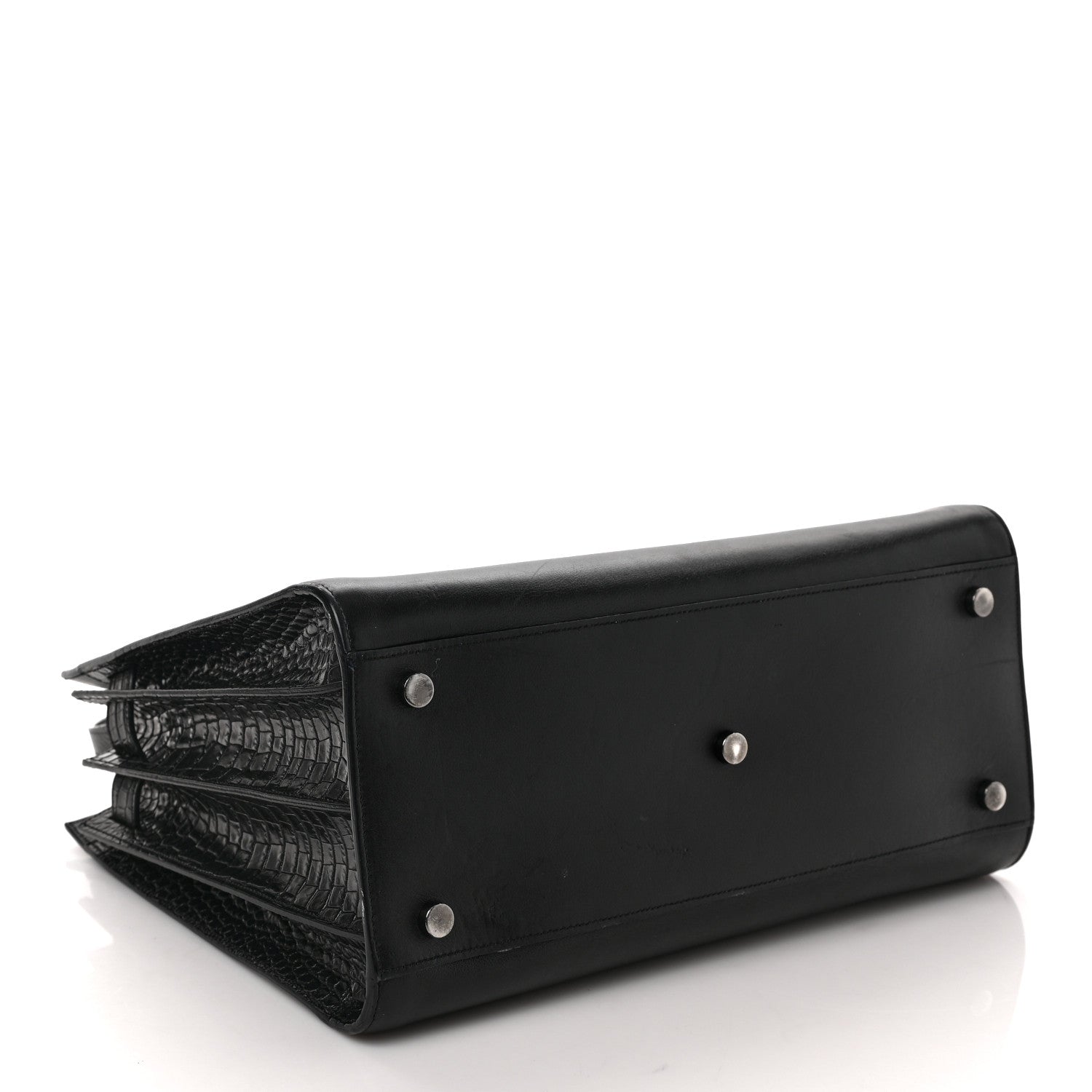 Saint Laurent Calfskin Crocodile Embossed Small Sac de Jour Black 4 of 8