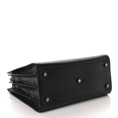 Saint Laurent Calfskin Crocodile Embossed Small Sac de Jour Black 4 of 8
