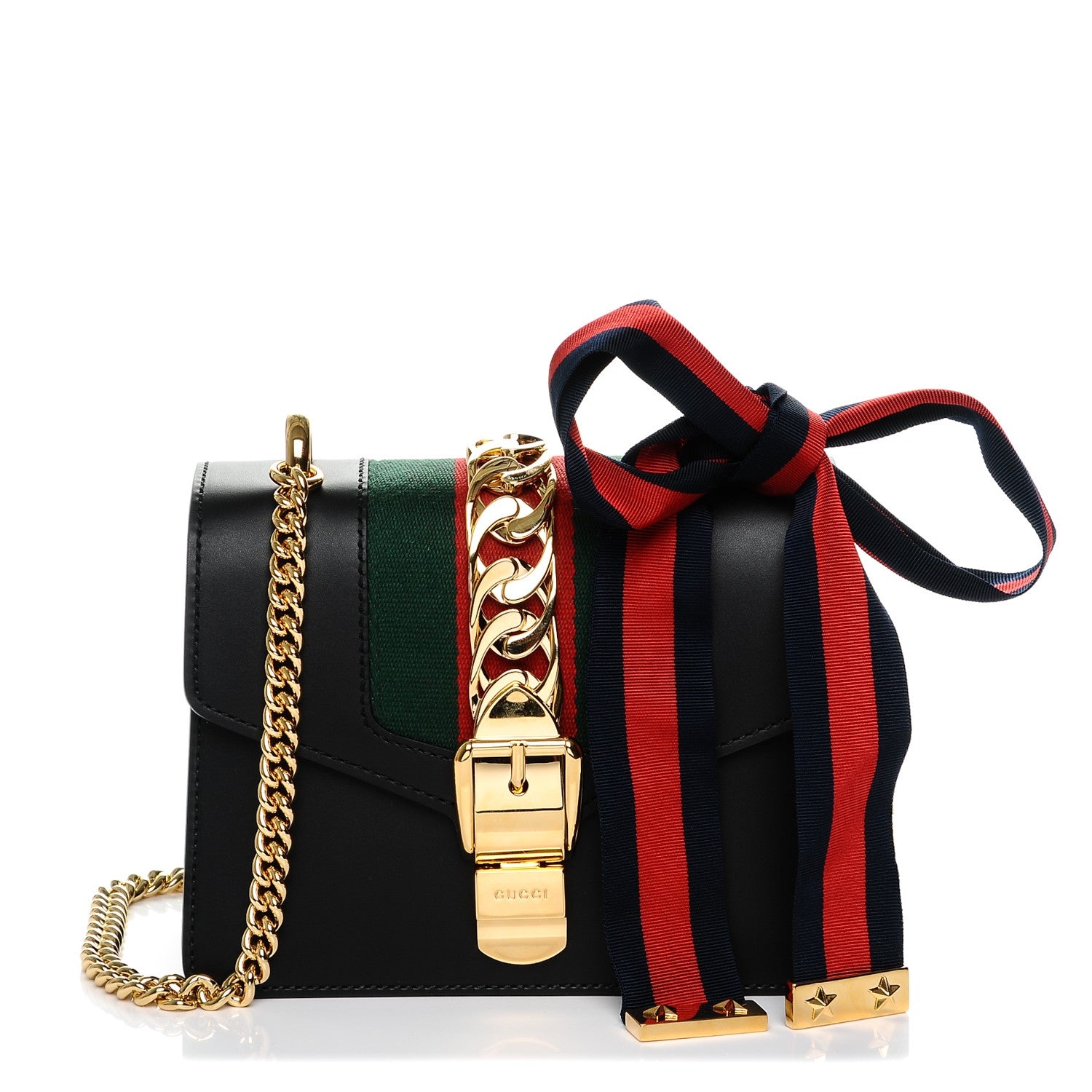 Gucci Calfskin Mini Sylvie Chain Shoulder Bag Black 1 of 6