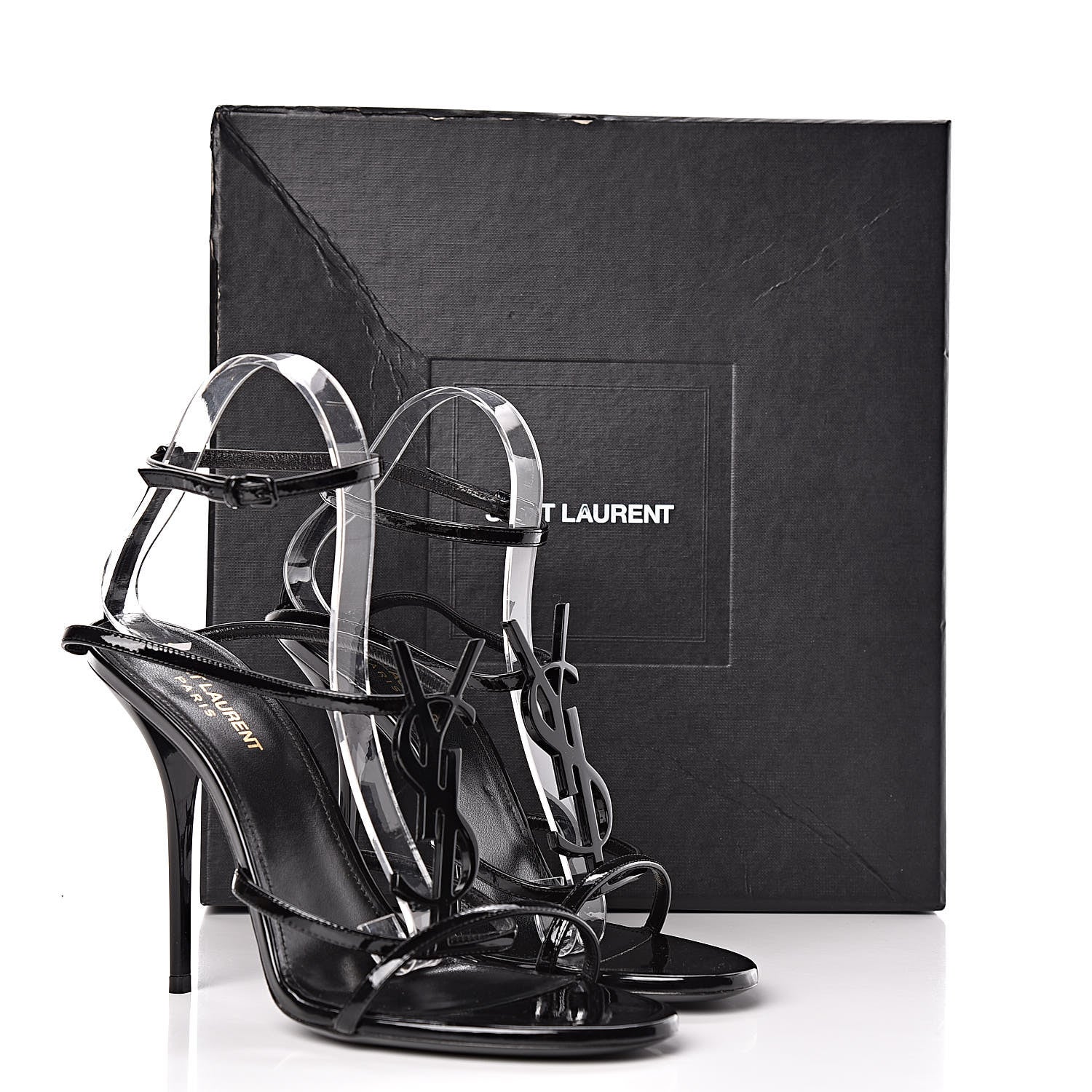 Saint Laurent Calfskin Cassandra 110 Ankle Strap Sandals 40.5 Black 10 of 10