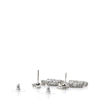 Chanel Baguette Crystal CC Drop Earrings Silver 3 of 5