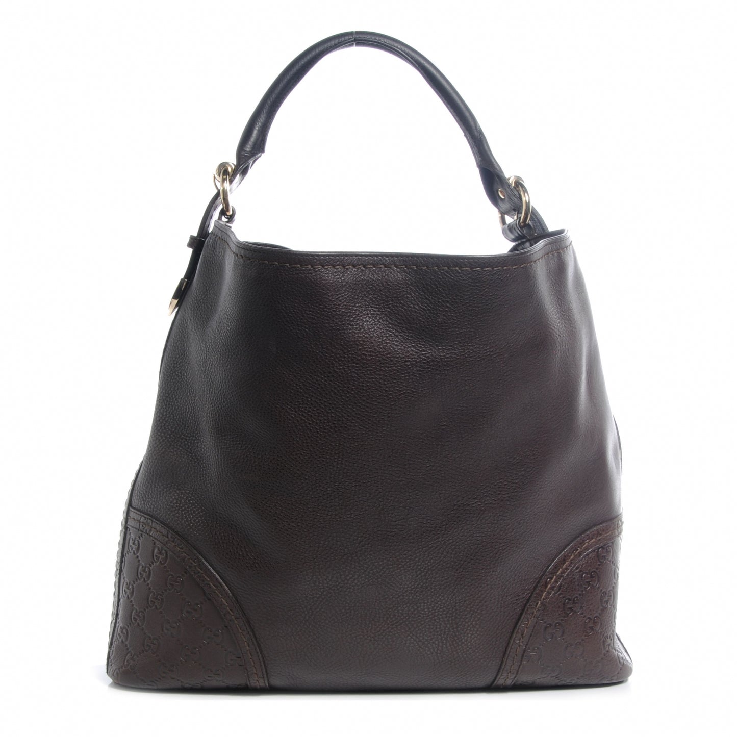 Leather Guccissima Large Signoria Hobo Dark Brown