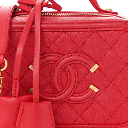 Chanel Caviar Quilted Small CC Filigree Vanity Case Red 8 of 10