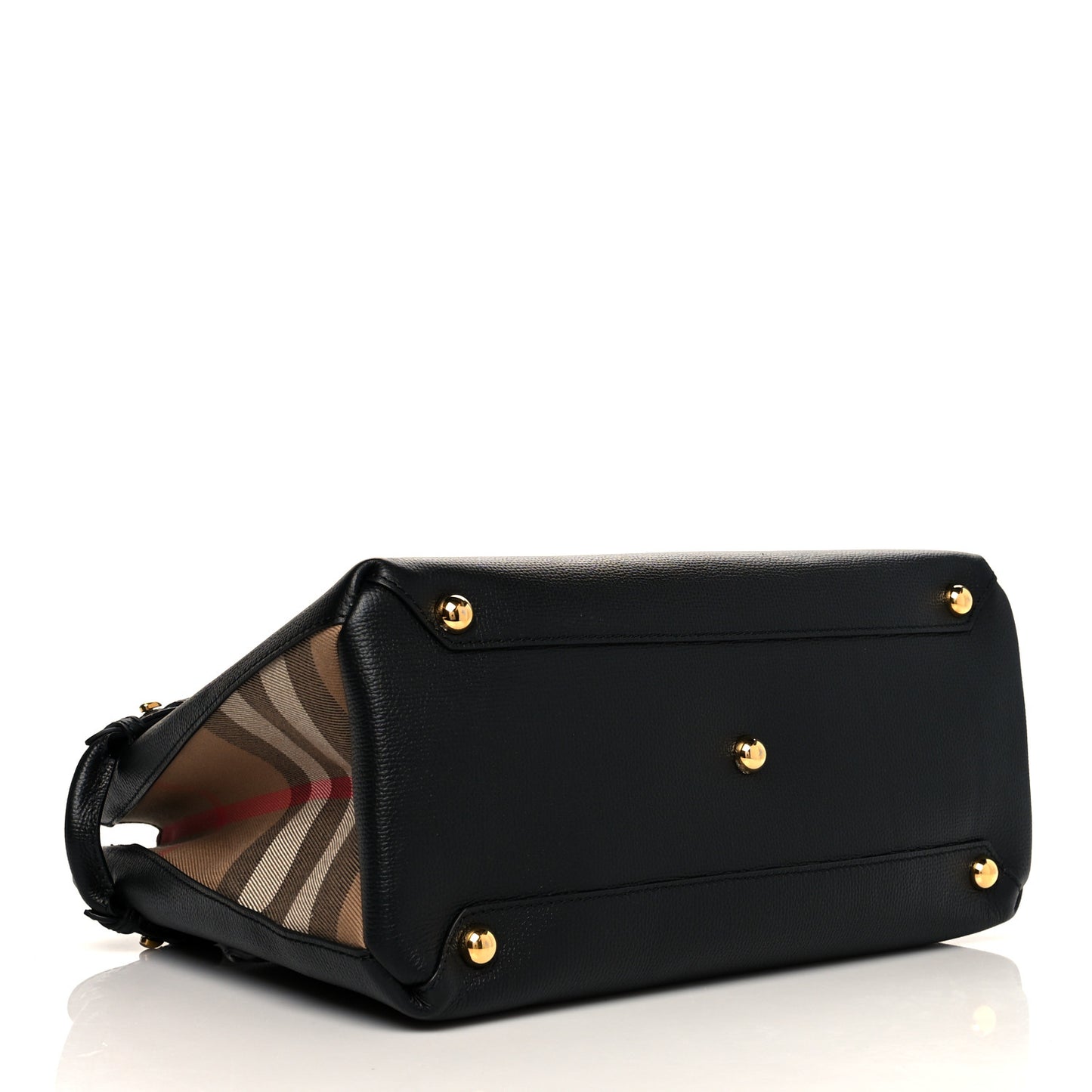Grainy Calfskin House Check Medium Banner Tote Black