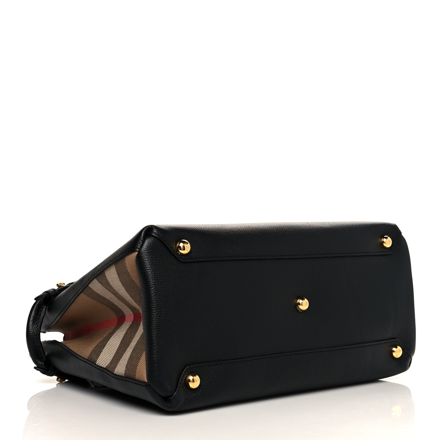 Burberry Grainy Calfskin House Check Medium Banner Tote Black 4 of 10
