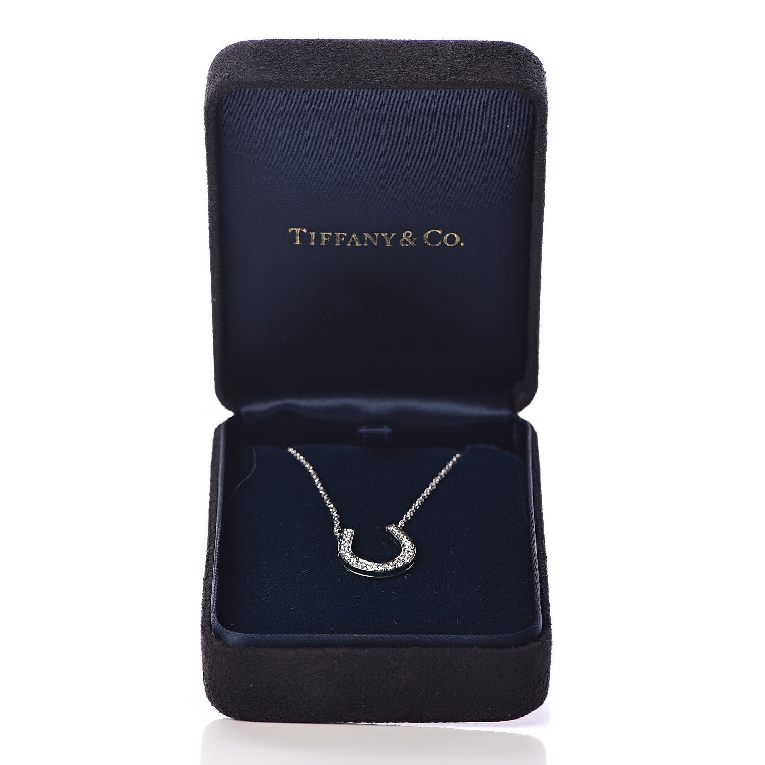 Tiffany Platinum Diamond Horseshoe Pendant Necklace 5 of 5