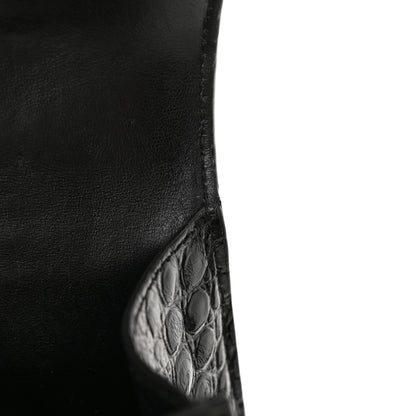 Balenciaga Shiny Calfskin Monochrome Crocodile Embossed Hourglass Top Handle Bag XS Black 12 of 13