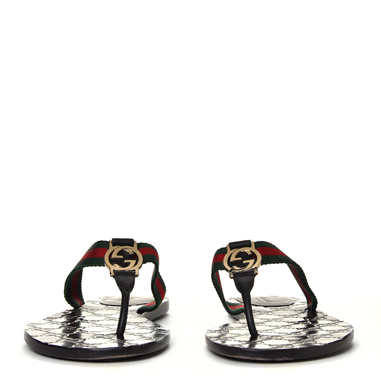 Gucci Nylon Guccissima Web Womens Thong Sandals 40 Green Red Black 2 of 6