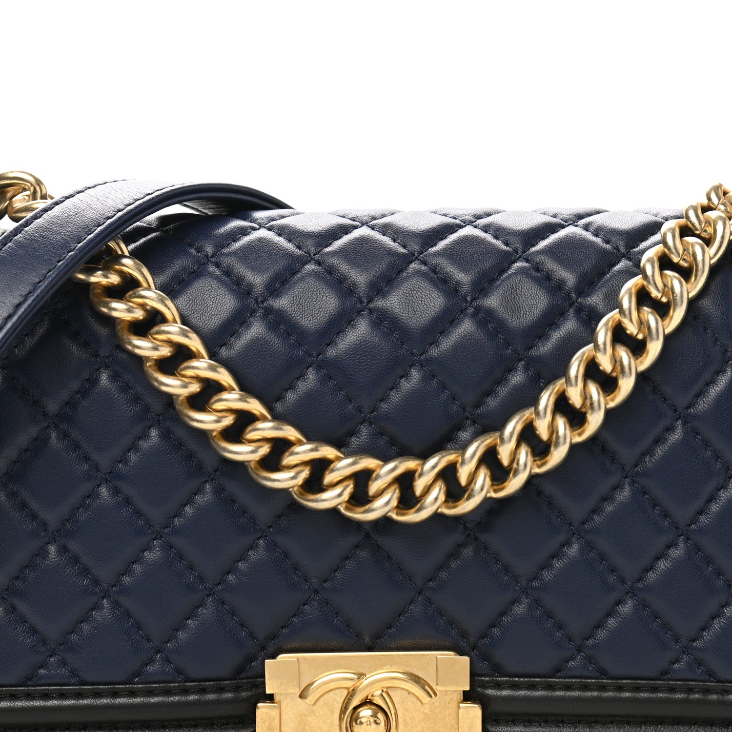 Chanel Lambskin Quilted Medium Boy Flap Black Blue 4 of 10
