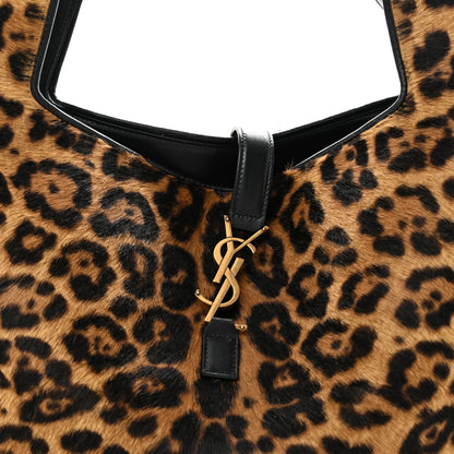 Saint Laurent Pony Hair Nappa Leopard Print Le 5 A 7 Bea Tote Earth Black 8 of 12