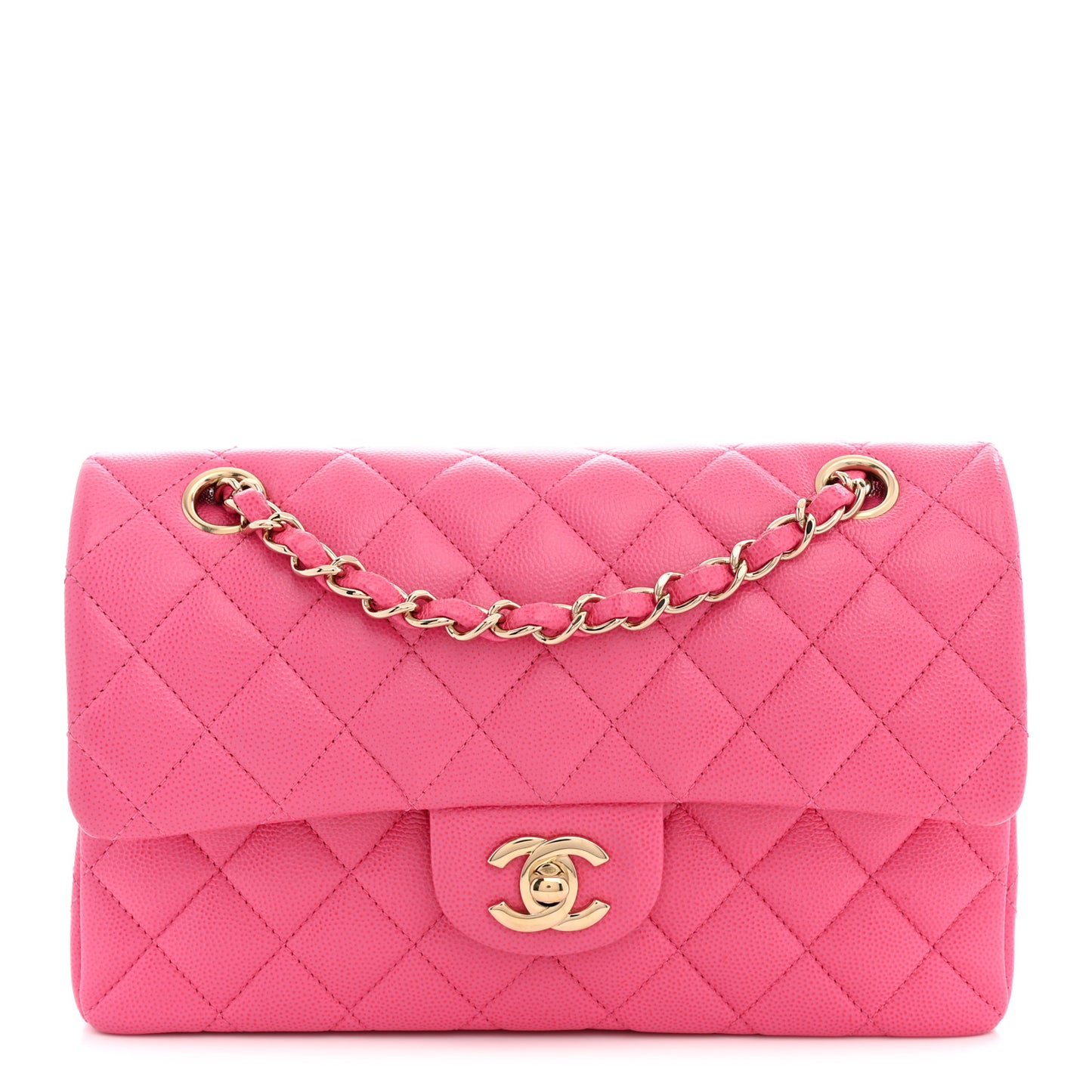 Caviar Quilted Small Double Flap Pink