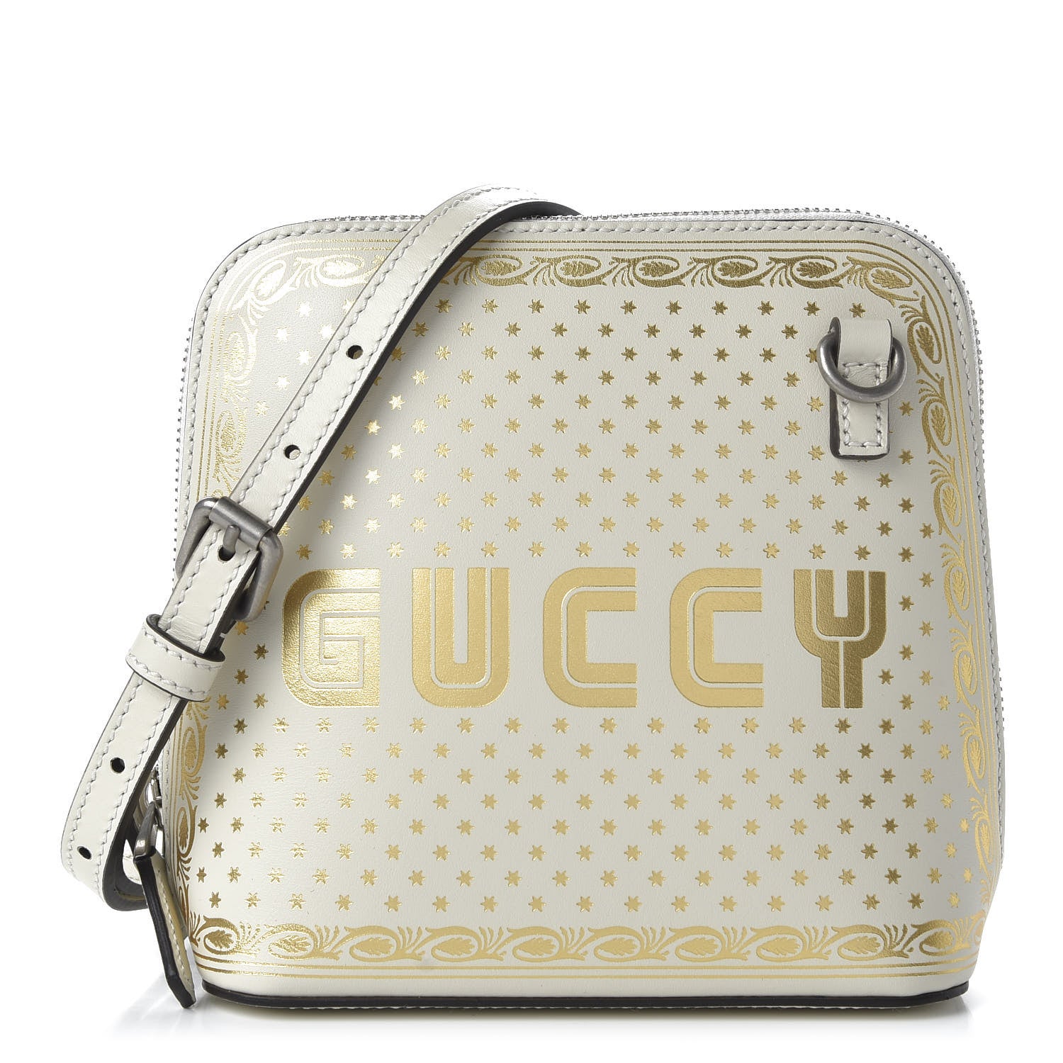 Gucci X SEGA Calfskin GUCCY Stars Mini Dome Shoulder Bag Mystic White Gold 1 of 10