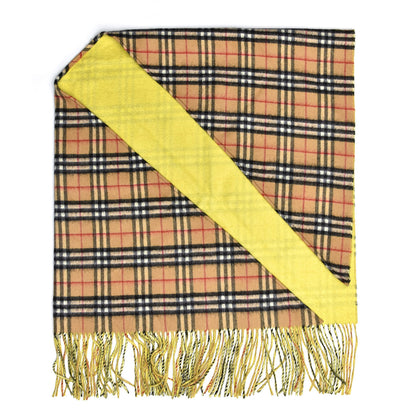 Burberry Cashmere Fluorescent Vintage Check Bandana Scarf Bright Lemon 1 of 5