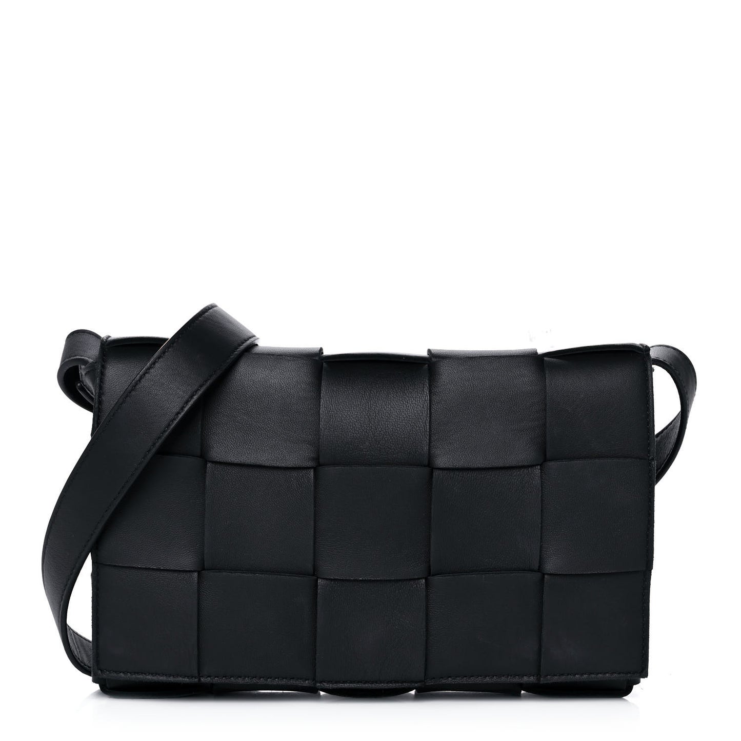 Lambskin Maxi Intrecciato Cassette Crossbody Bag Black