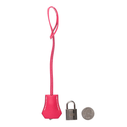 Hermes Epsom Lock and Key Clochette Set Rose Tyrien 2 of 4
