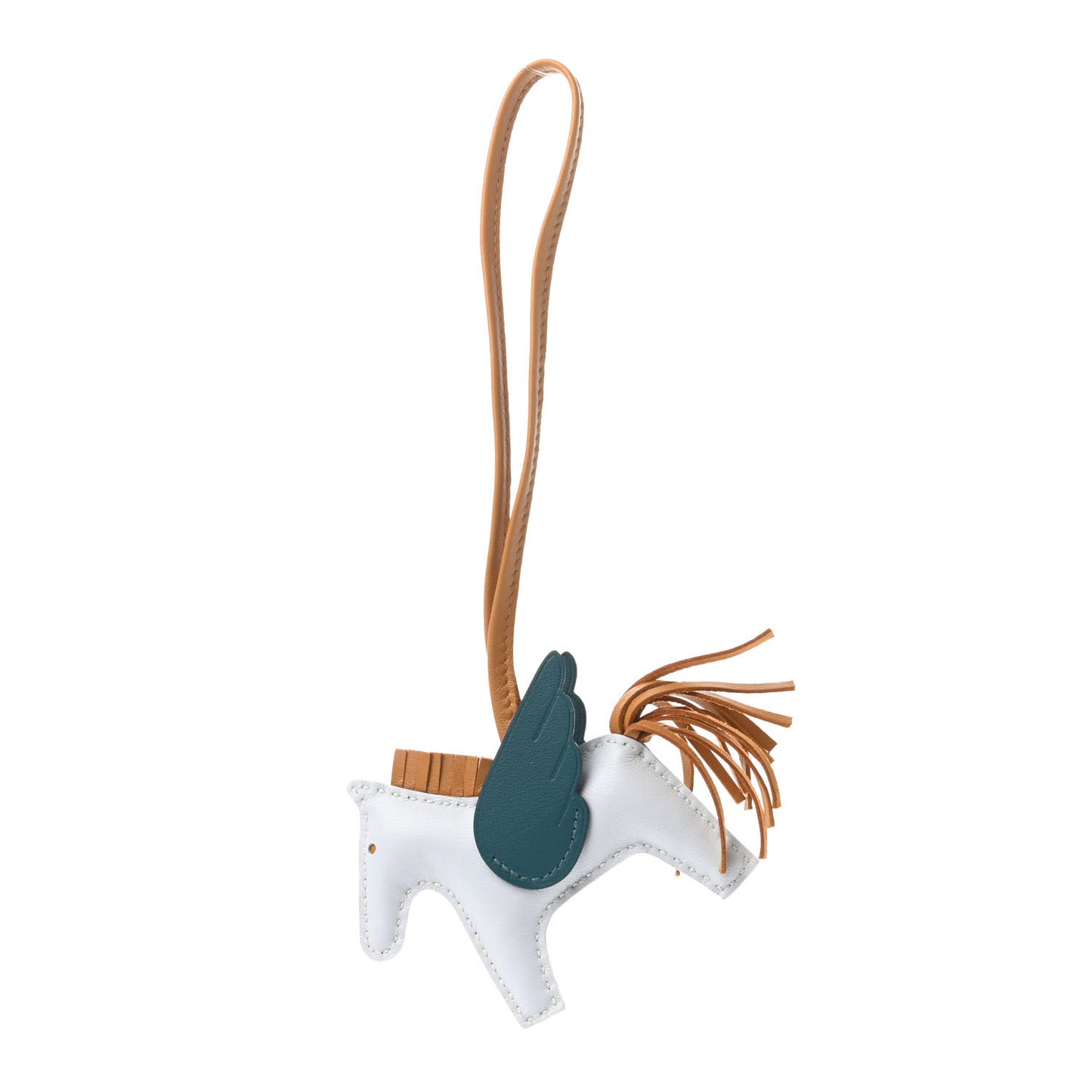Milo Lambskin Grigri Rodeo Pegase Horse Bag Charm PM Bleu Brume Sesame Vert Bosphore