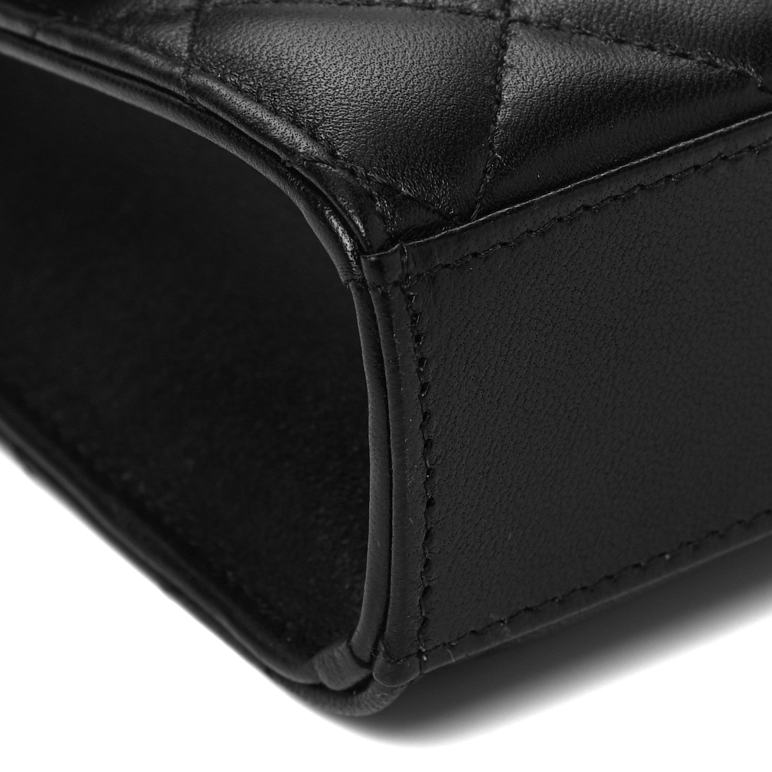 Chanel Lambskin Quilted Top Handle Flap Clutch With Chain Black 8 of 9