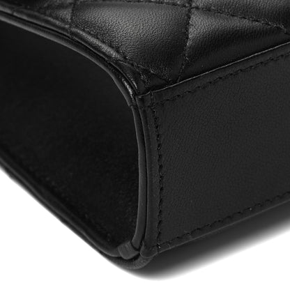 Chanel Lambskin Quilted Top Handle Flap Clutch With Chain Black 8 of 9