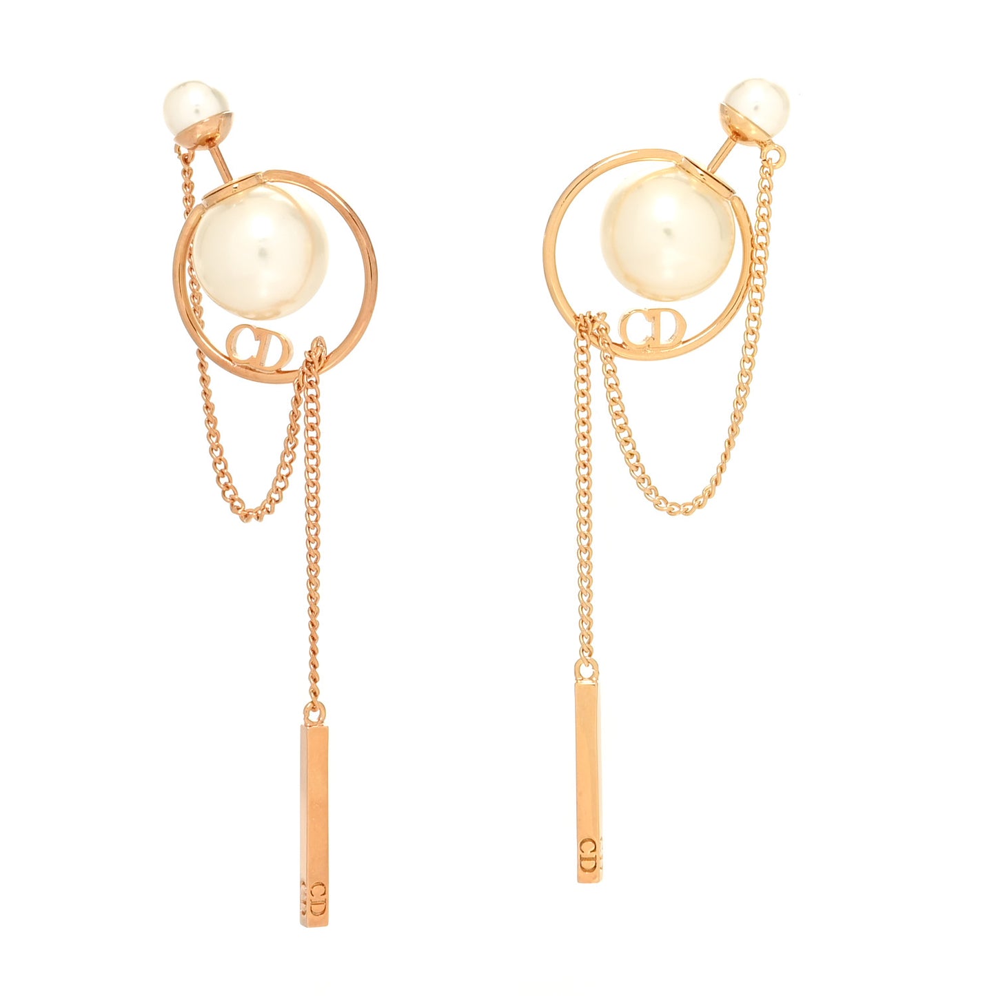 Pearl Tribales Dangle Chain Earrings Gold
