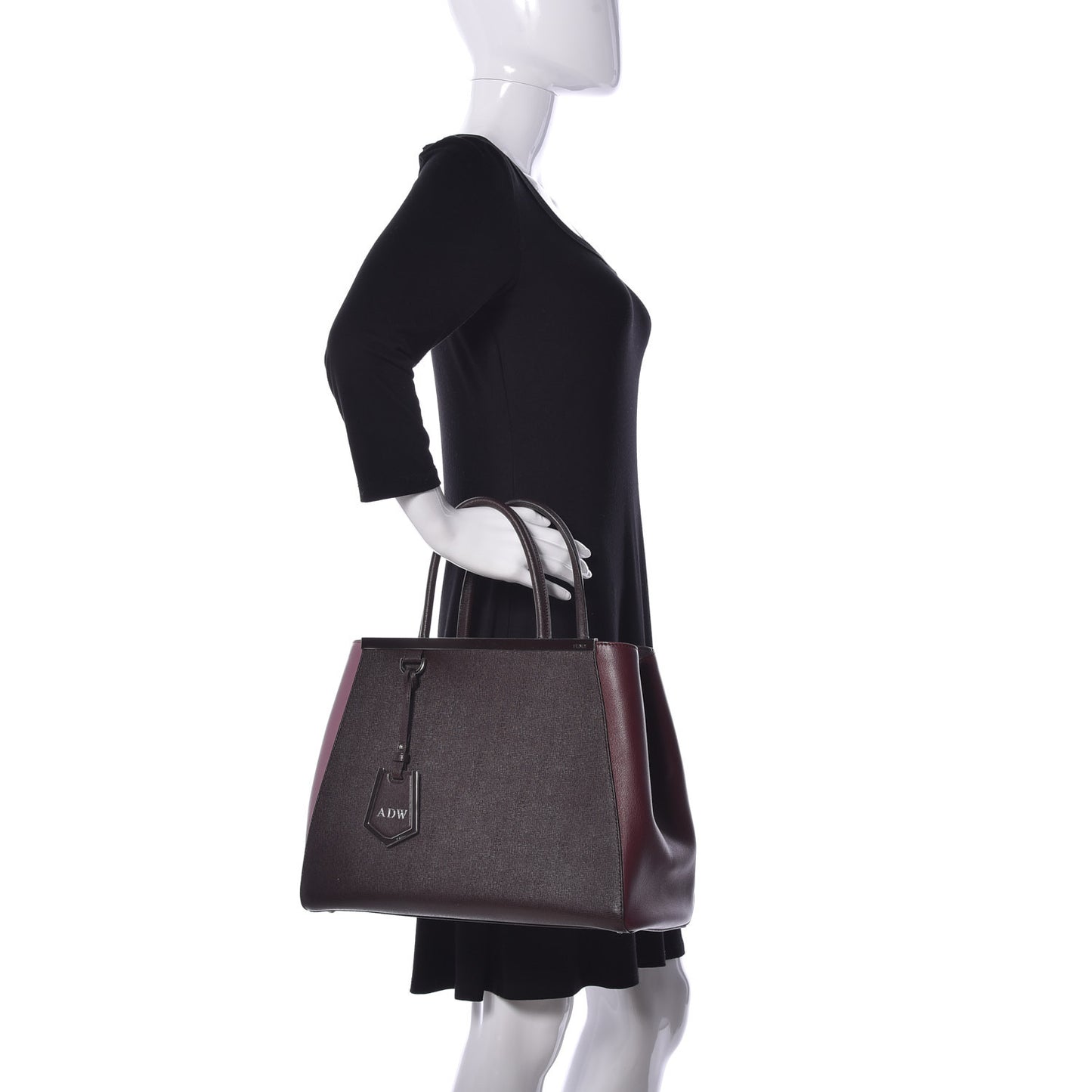 Vitello Elite Colorblock Regular 2Jours Tote Caffe Noir Bordeaux Glicine