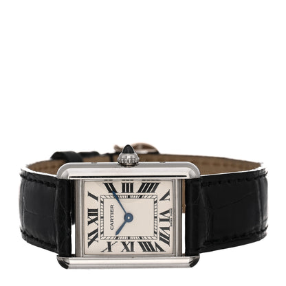 Cartier 18K White Gold Alligator 22mm Tank Louis Quartz Watch 2 of 4
