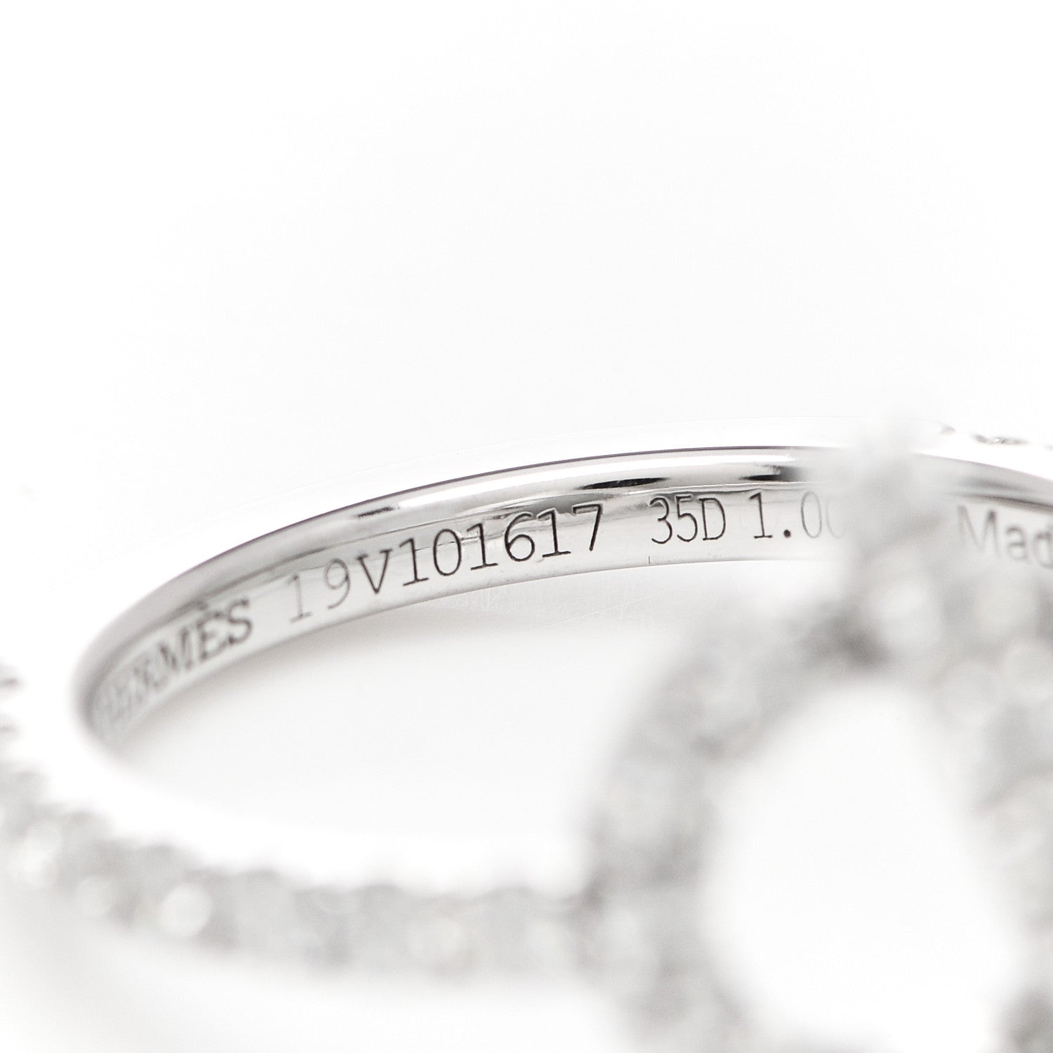 Hermes 18K White Gold Diamond Finesse Ring 54 6.75 5 of 6