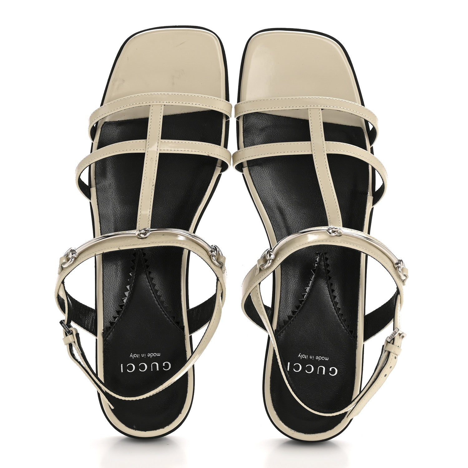 Gucci Calfskin Horsebit Divine Slingback Sandals 37.5 Mystic White 2 of 9