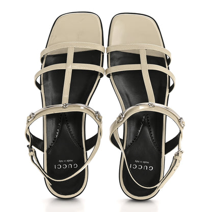 Gucci Calfskin Horsebit Divine Slingback Sandals 37.5 Mystic White 2 of 9