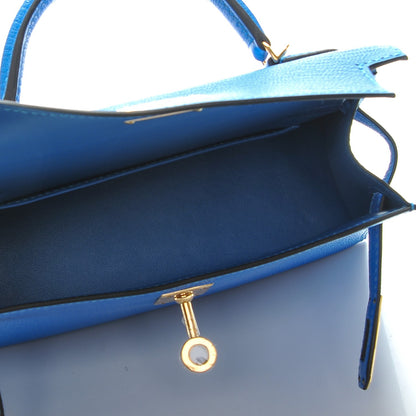 Hermes Chevre Mysore Mini Kelly Sellier 20 Bleu Hydra 7 of 22