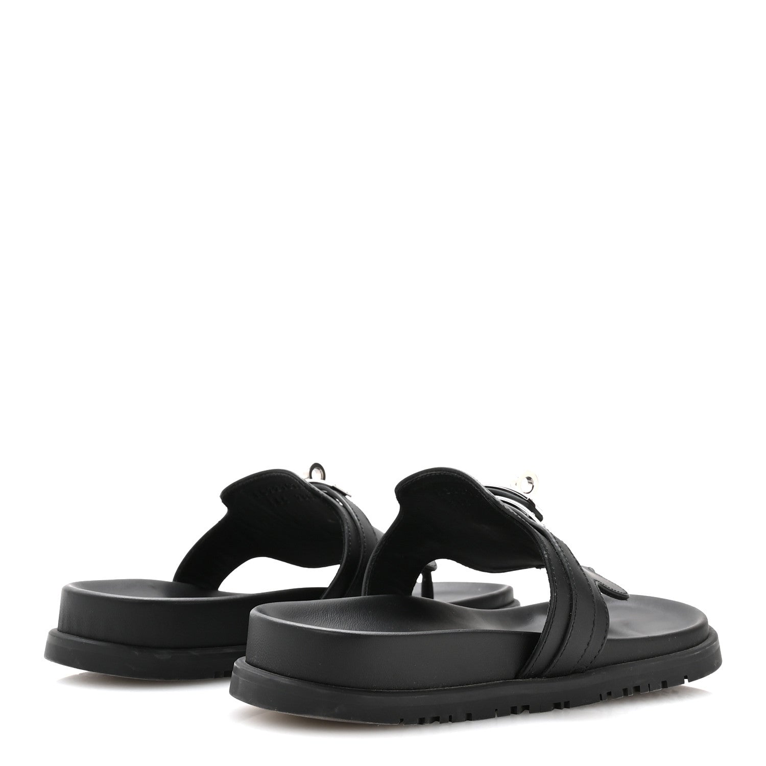 Hermes Calfskin Womens Empire Sandals 36.5 Black 5 of 9