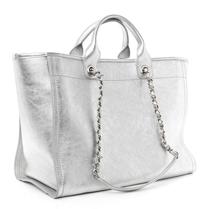 Chanel Metallic Calfskin Medium Deauville Tote Silver 4 of 13