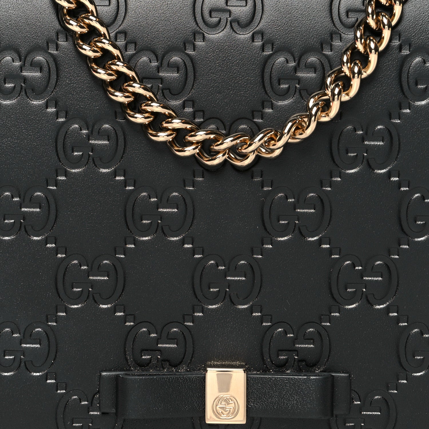Gucci Guccissima Signature Bowy Chain Wallet Black 7 of 9