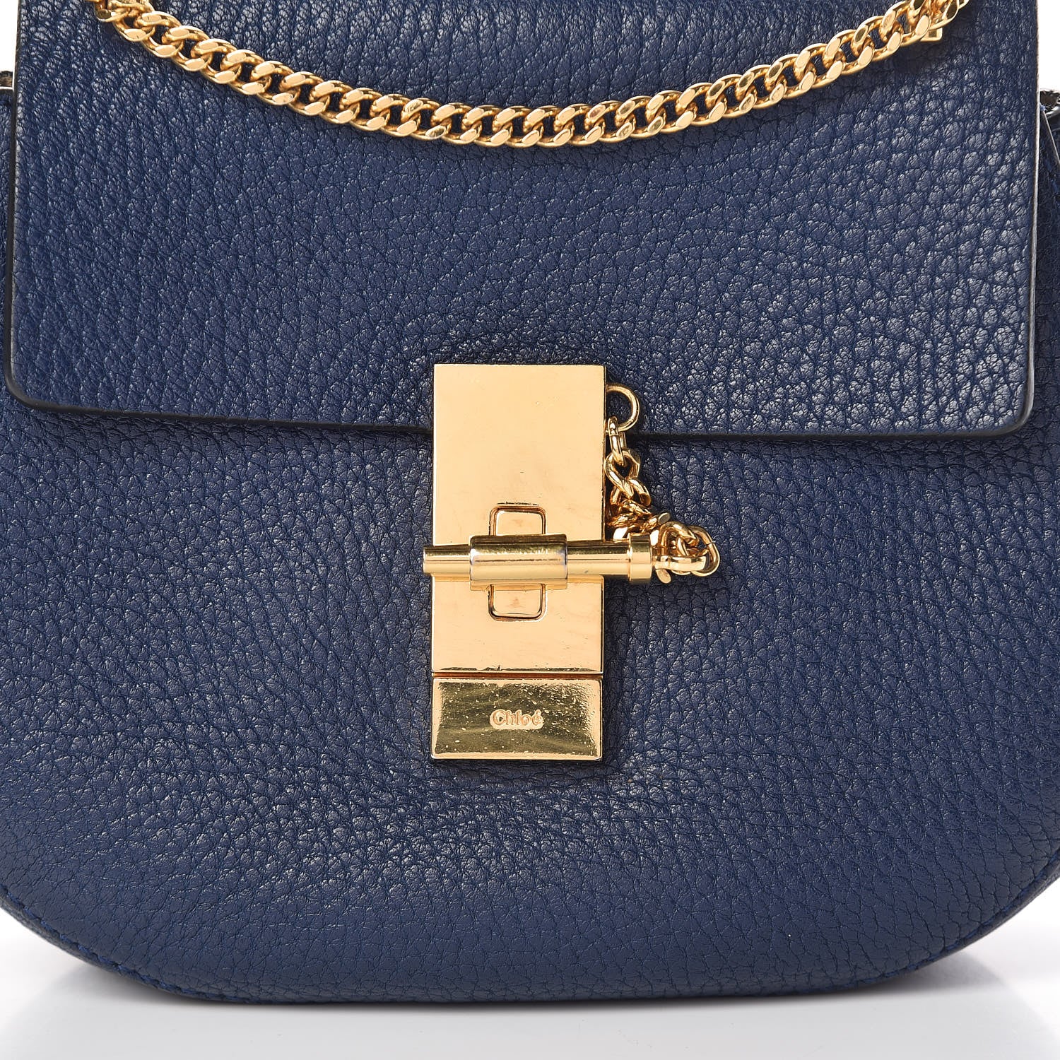 Chloe Grained Lambskin Mini Drew Shoulder Bag Royal Navy 9 of 11
