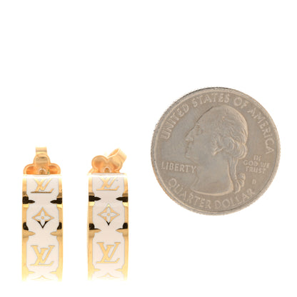 Louis Vuitton Metal Enamel Hoop Earrings Gold 2 of 5
