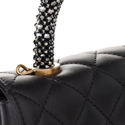 Chanel Calfskin Strass Quilted Extra Mini Coco Handle Flap Dark Grey 9 of 12