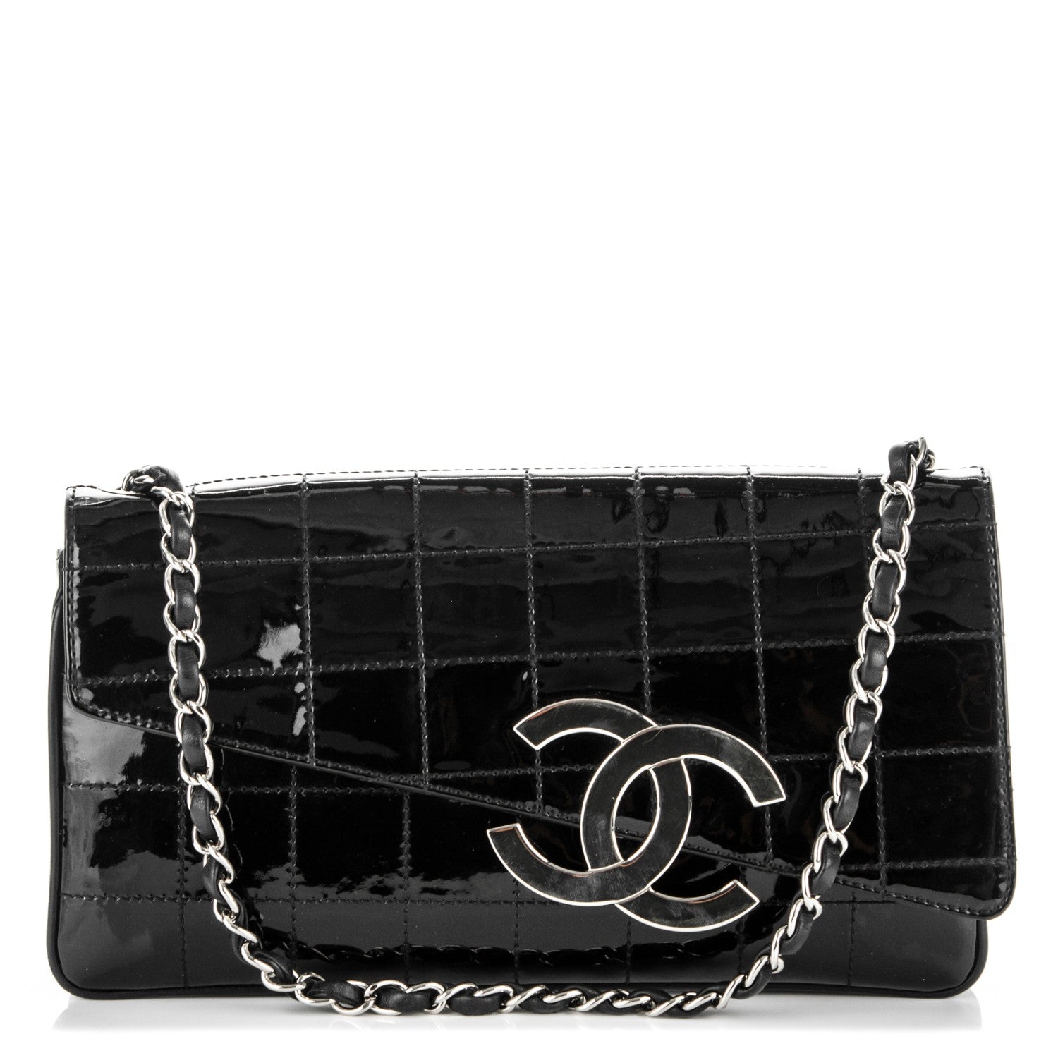 Chanel Patent Square Stitched CC Flap Clutch Black 1 of 7