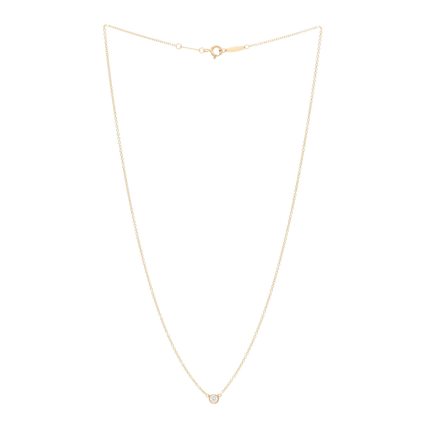 Tiffany 18K Yellow Gold Diamond .14ct Elsa Peretti Diamonds by the Yard Pendant Necklace 3 of 4