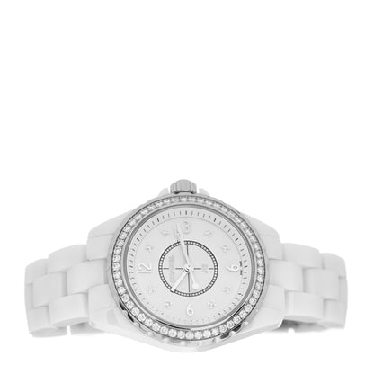 Chanel Stainless Steel Ceramic Diamond Bezel 33mm J12 Quartz Watch White 2 of 5
