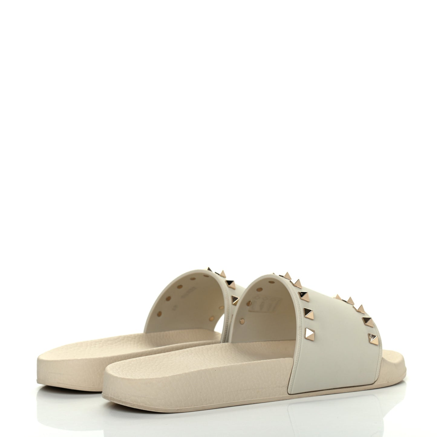 Rubber Rockstud Slide Sandals 41 Light Ivory