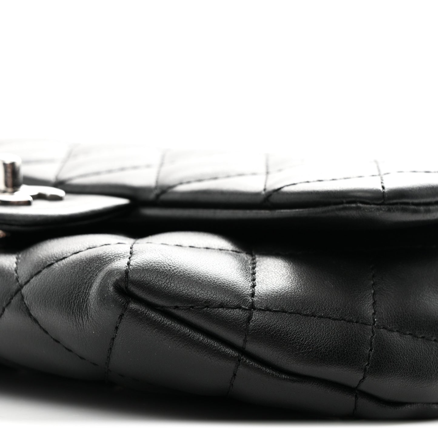 Calfskin Quilted CC Uniform Flap Belt Bag Black