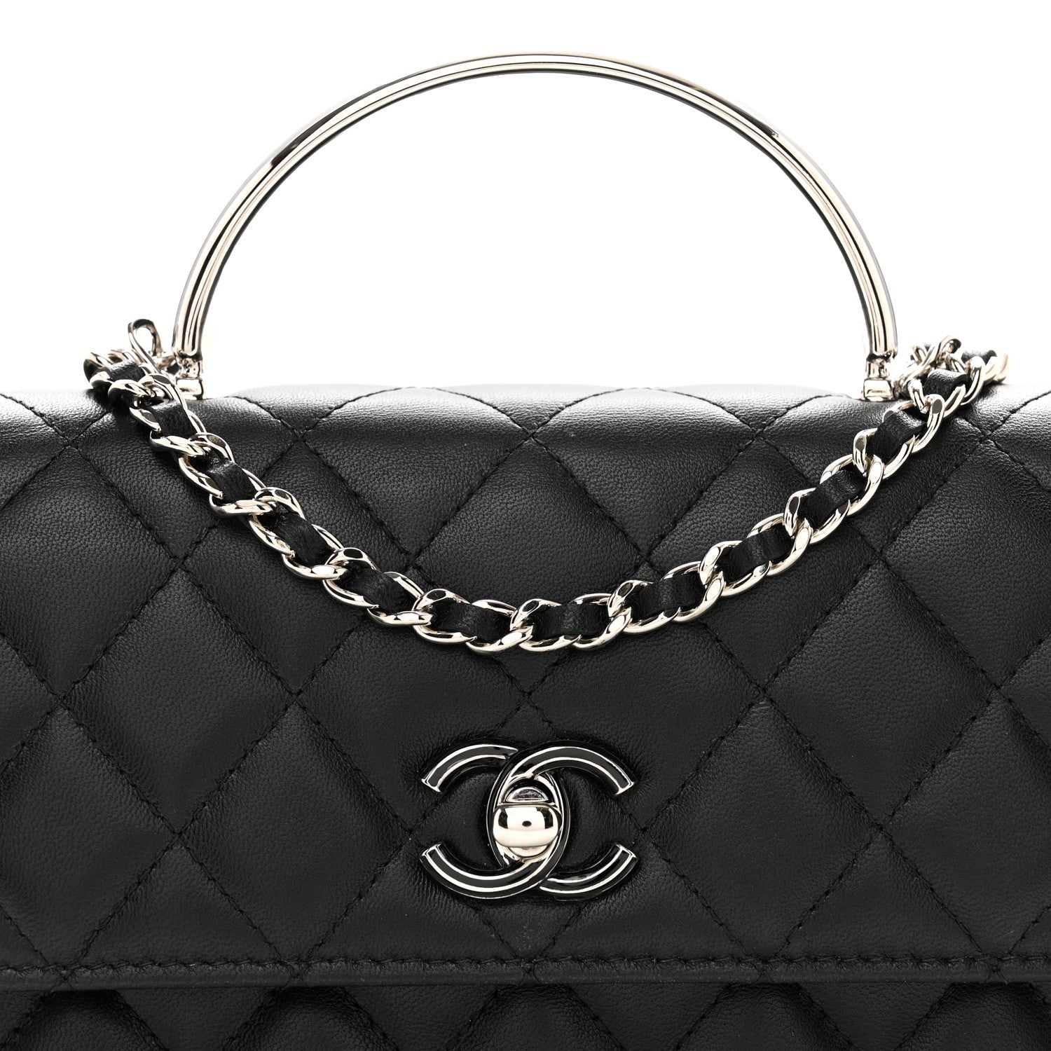CHANEL　バッグ Chanel Lambskin Quilted Metal Top Handle Crossbody Flap