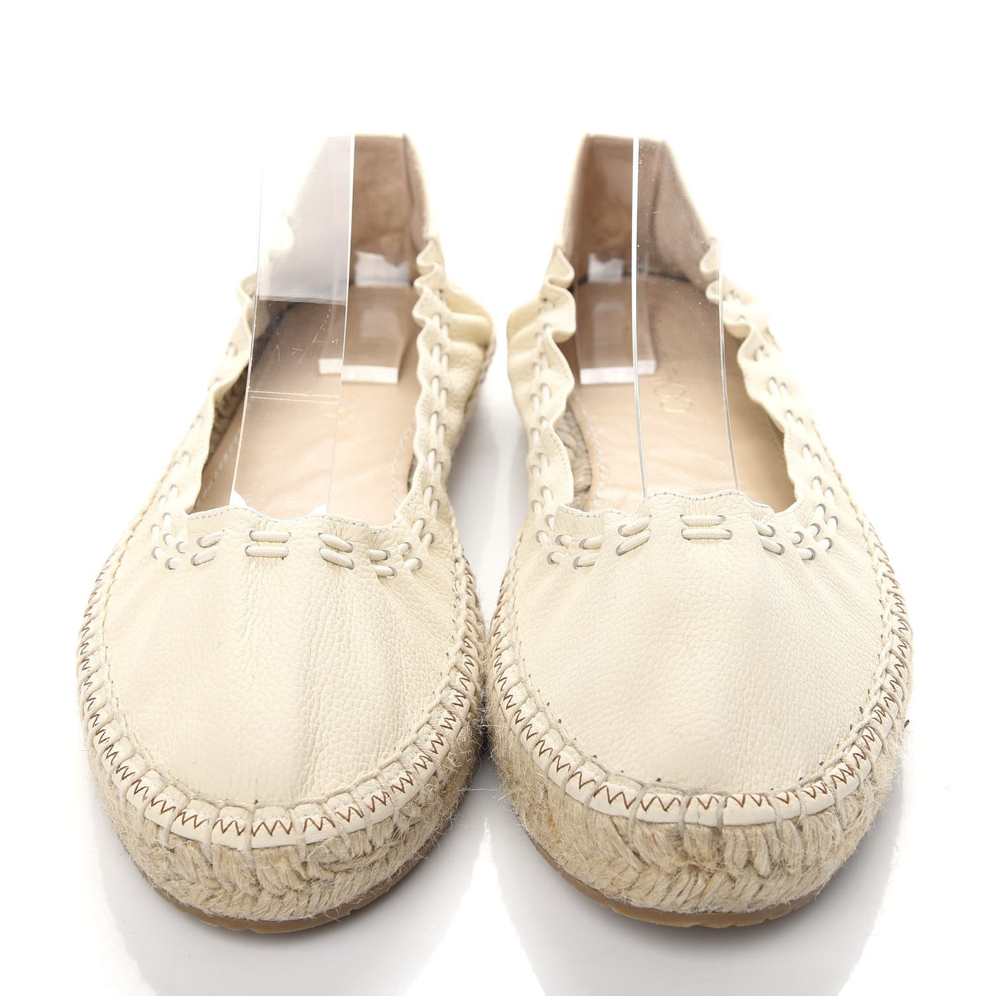 Calfskin Stretch Deena Espadrille Ballerina Flats 39.5 Latte