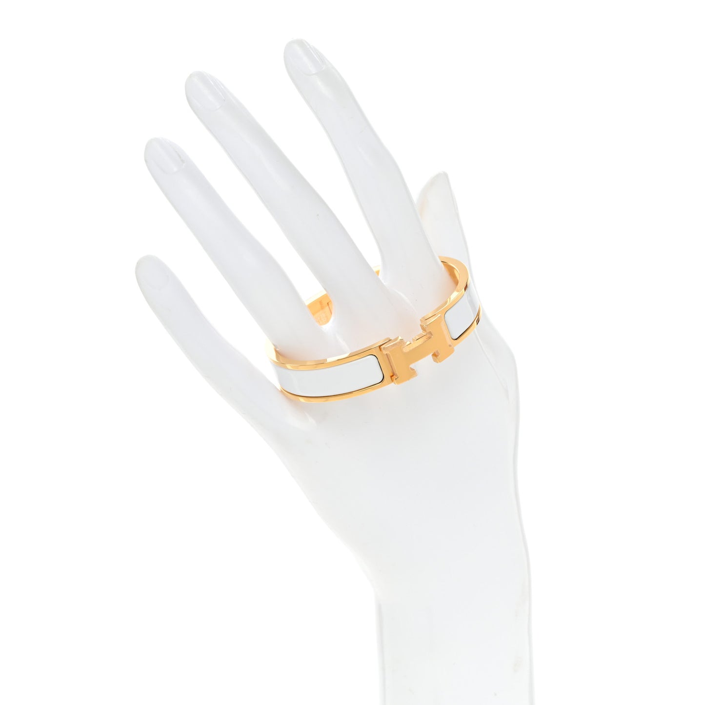 Enamel Narrow Clic Clac H Bracelet PM White